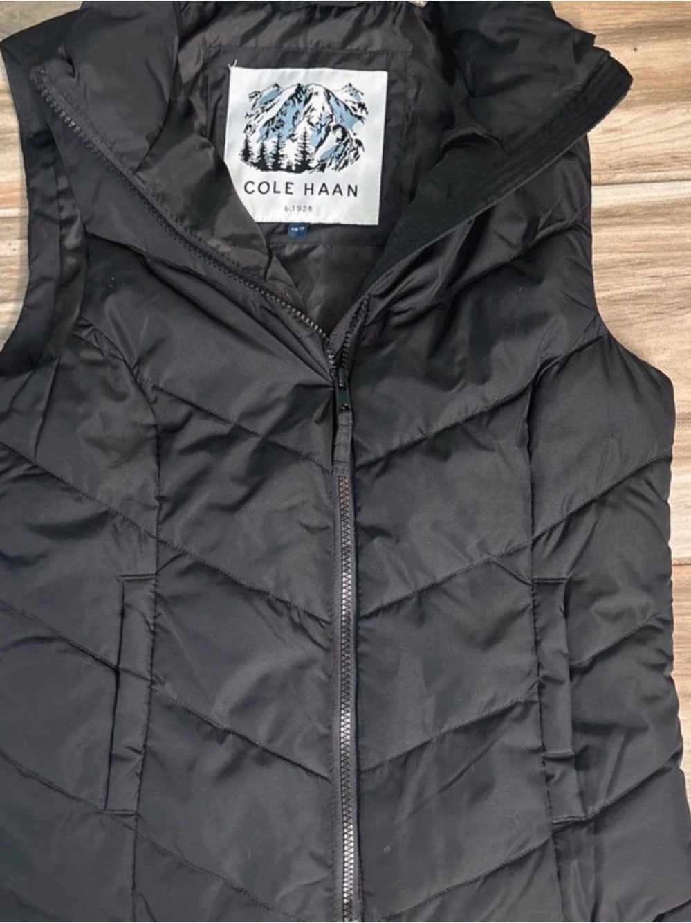 Cole Haan Black Quilted Hooded Puffer Vest